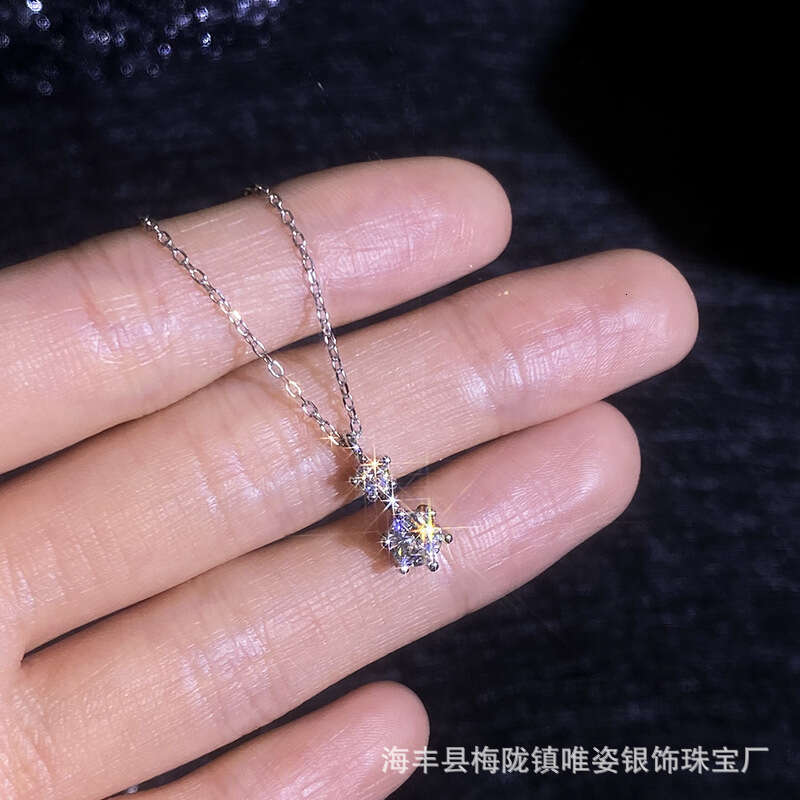 S925 Pure S925ier MoiS925S925anite ClaS925S925ic S925ix-Claw Double Dia Korean and JapaneS925e S925imple Light Necklace Women'S925 FaS925hion Pen