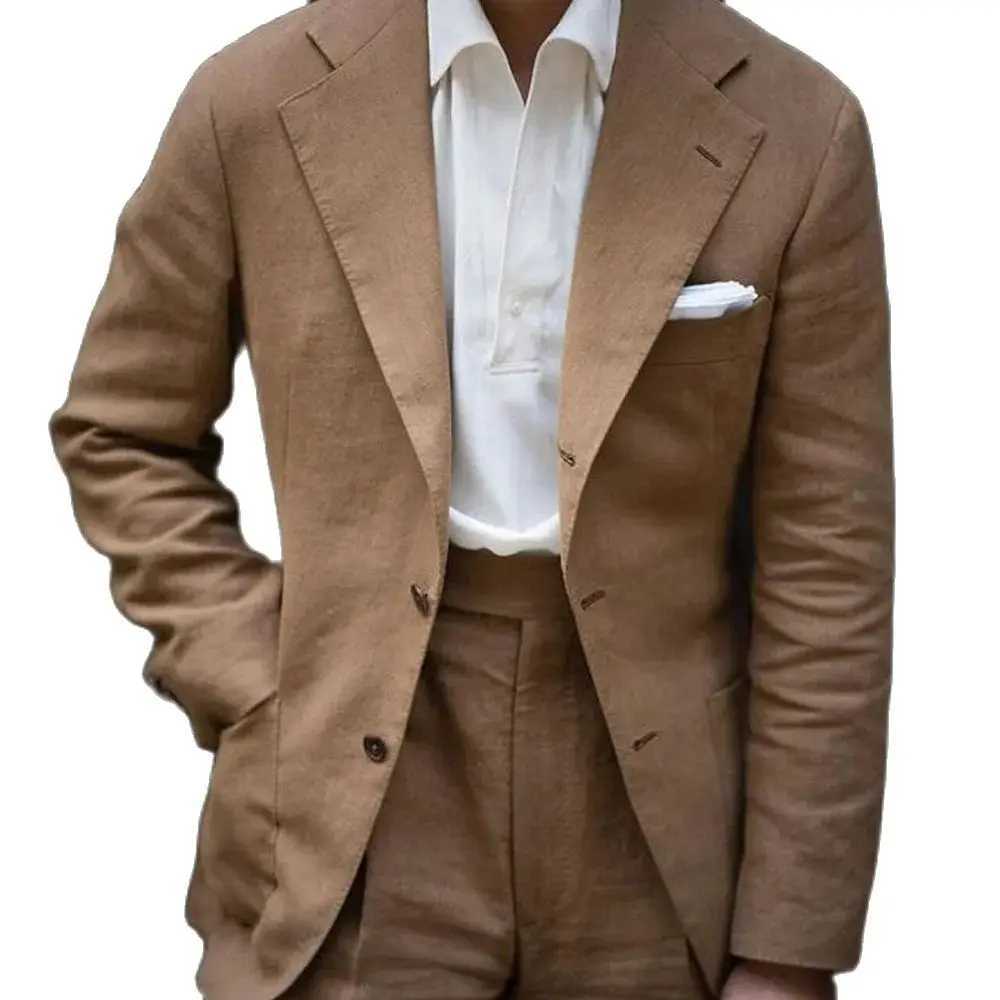 Notch Lapel Single Breasted Casual Mens Suits Linen Daily Summer Blazer Regular Length Custom Made Male Clothing Terno 2024 X250704