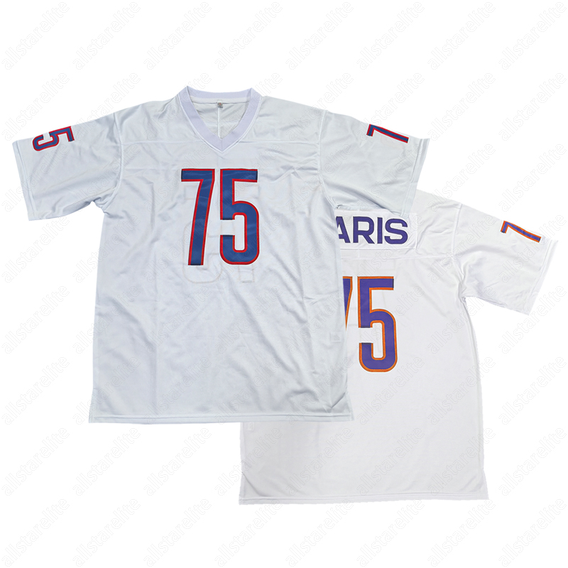 In Stock 75 Paris White Loose Fit Breathable Embroidered Polyester V-Neck Short Sleeve Football Jersey