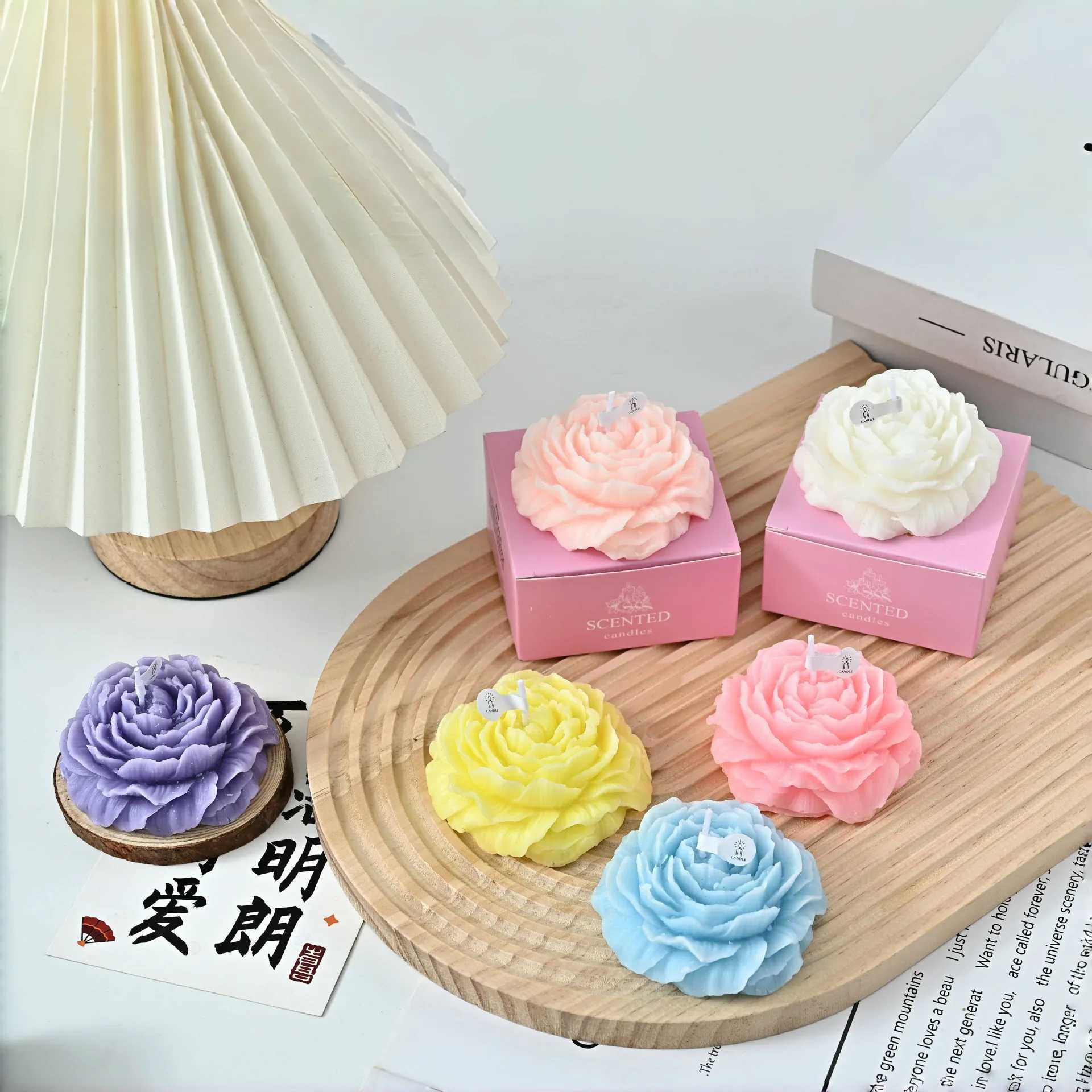 1 Pack Peony Scented Candle Floral Aromatherapy for Home Decor Holiday Weddings Parties Bedroom Restaurant Relaxation W250704