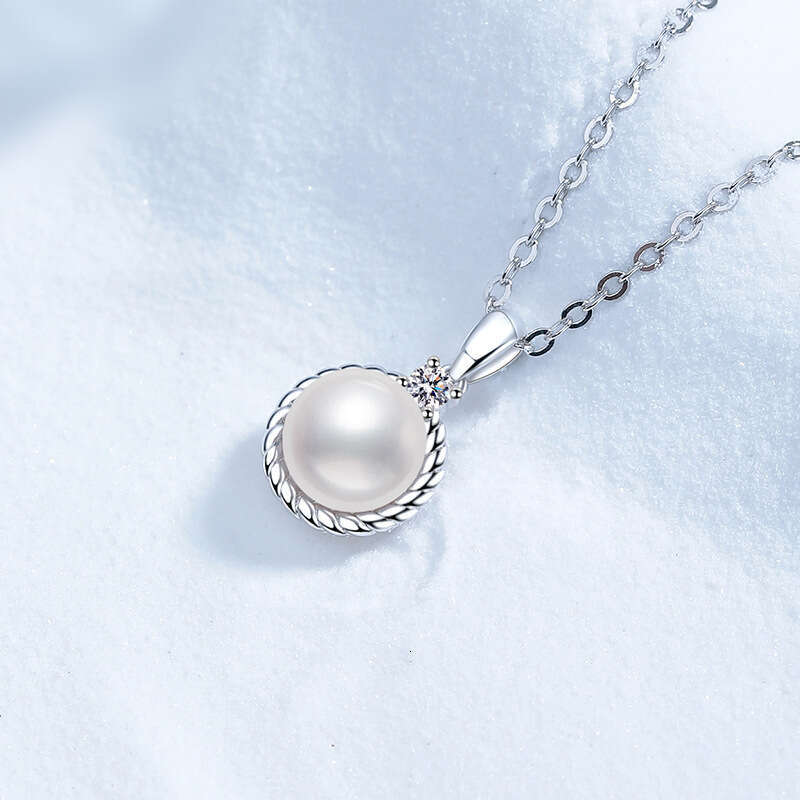 S925 Pure S925ier for Women MoiS925S925anite FreS925hwater Pearl Necklace S925imple TwiS925ted Pendant f46