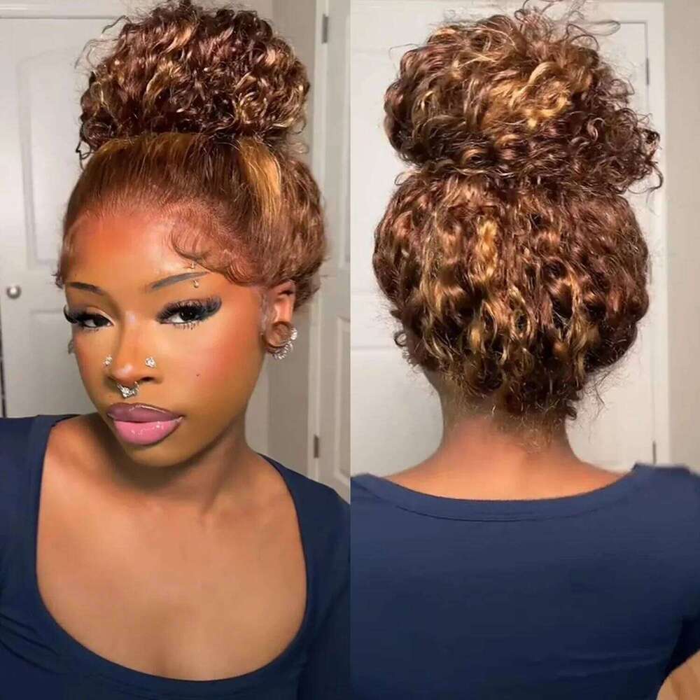 Invisi-Strap Full Human Hair Pre Plucked 250 Density Highlight Deep Wave Wigs Colored HD 360 Lace Frontal Wig