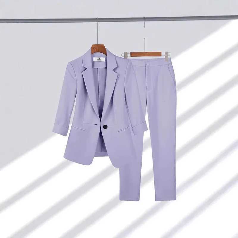 Elegant Womens Two Pieces Set Outfits Casual Long Slved Blazer and Pants Suit for Female Strtwear Spring and Autumn 2025 X250704