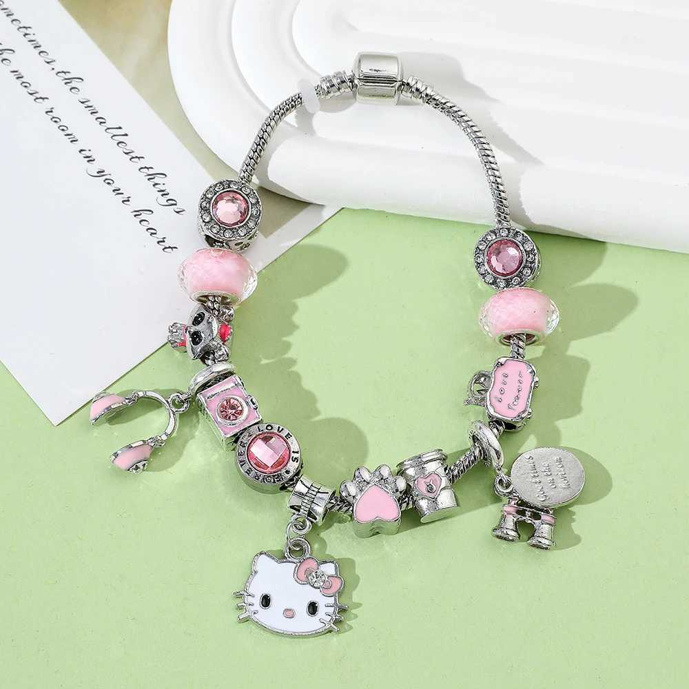Sanrio Cartoon Anime Hello Kitty Bracelet Cute Cartoon Figure KT Cat Fashion DIY Accessory Kitty Bracelet for Children Party Gifts w250716
