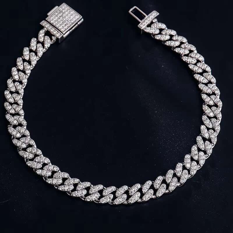 Wholesale Moissanite Cuban Bracelet Men Hip Hop Style Diamond Cuban Chain Fashion Bracelet