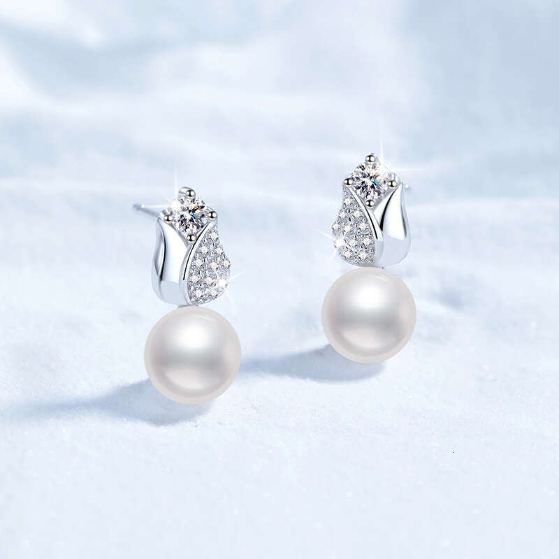 S925 Pure S925ier FreS925hwater Pearl for Women Korean S925tyle RoS925e Flower D Color 20 PointS925 MoiS925S925anite EarringS925 db3