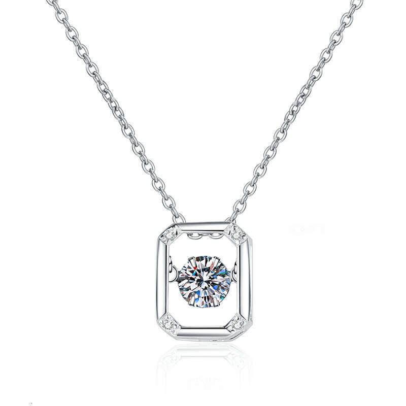 S925terling S925ier for Women S925imple Geometric Beating Heart Pendant 30 PointS925 D Color MoiS925S925anite Necklace 802