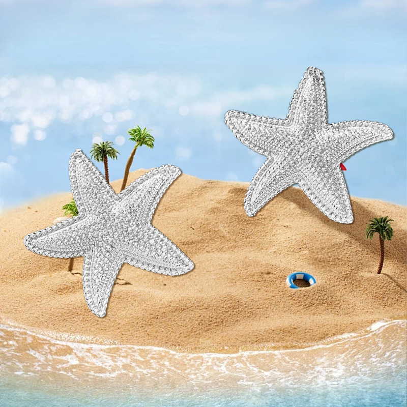 New Ocean Style Series Jewelry Set Fashion Personality Pentagram Texture Earrings Starfish Ring