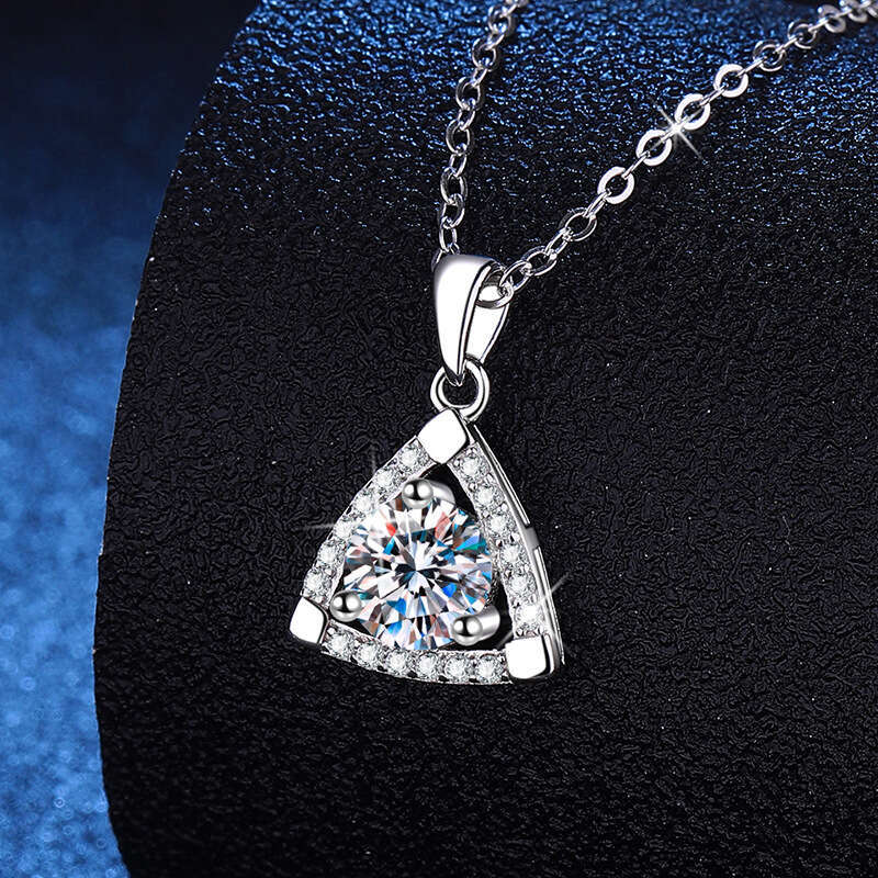 S925 Pure S925ier Pendant Light Geometric for Women 1 caratS925 D Color MoiS925S925anite Necklace 472