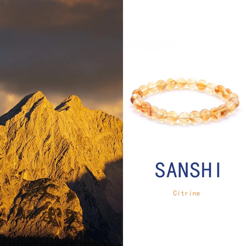 AAAAA 4/6/8mm lucky Jewelry Natural Citrines Bracelet Citrine Crystal Stone Bead Bracelet For Women Men Wealth Fortune Bangle 250628