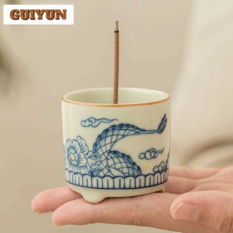 Creative Dragon Play Flower Ru Kiln Incense Seat Line Insert Incense Burner Home Burner Base Furnace Tea Set Accessories Crafts W250704