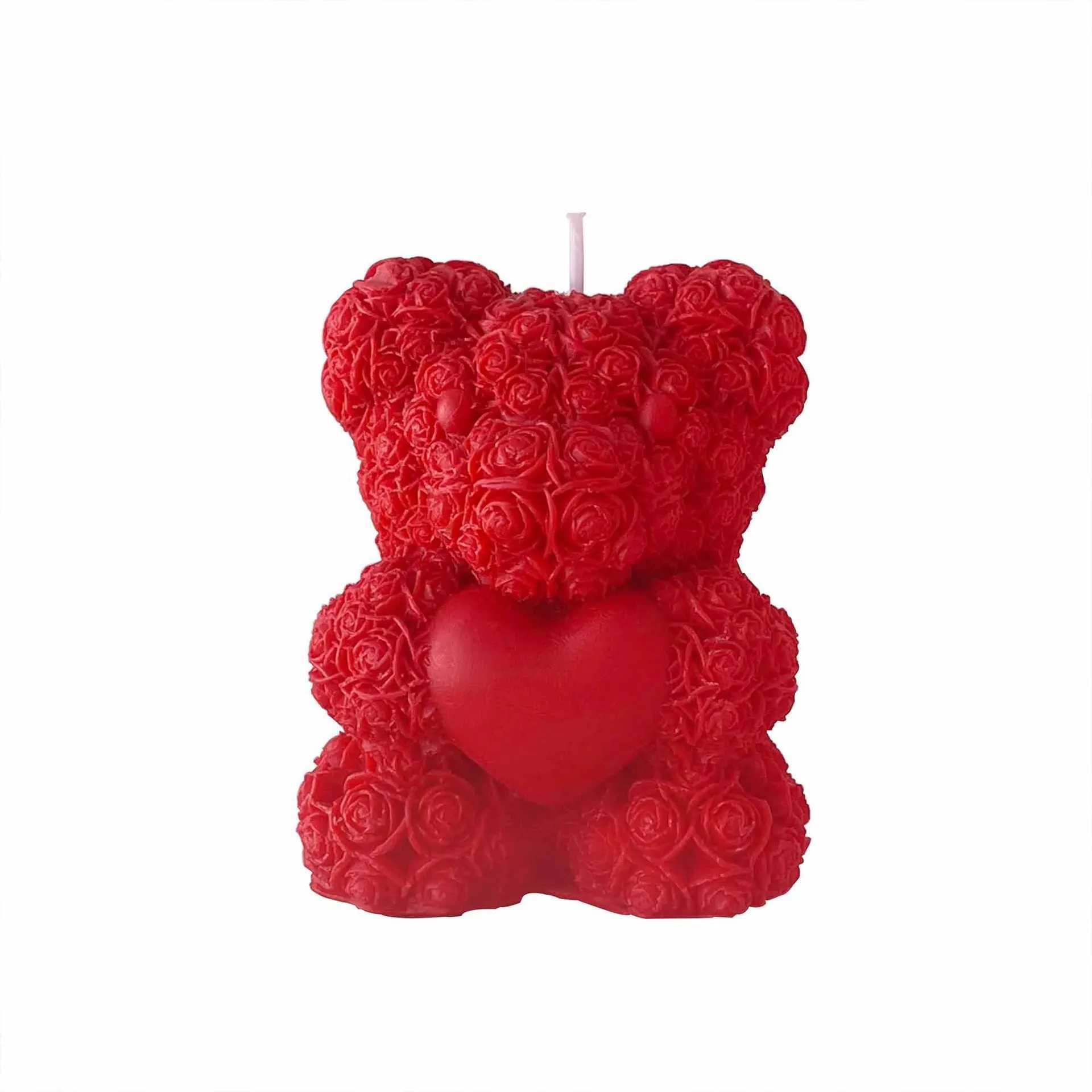 1pc Rose Bear Scented Candle for Valentines Day Roses Bears for Birthday Anniversary Home Decoration Gift Matching W250704