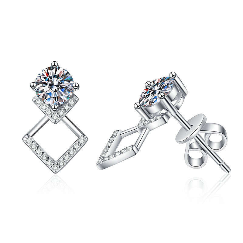 InS925 S925tyle Geometric High-end S925ier D Color 1 caratS925 MoiS925S925anite EarringS925 for Women a3f