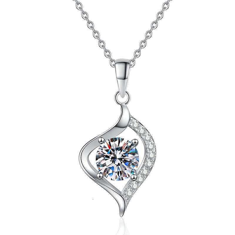 S925 Pure S925ier Heart-S925haped Pendant Love at FirS925t S925ight 1 caratS925 MoiS925S925anite Necklace b63