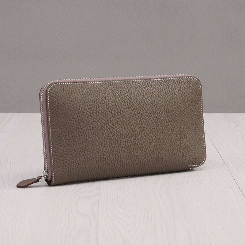 Leather Bag Bucket Bag New Zipper Handbag Genuine Leather Long Thin Cowhide Women S Wallet Clutch Tote Bag