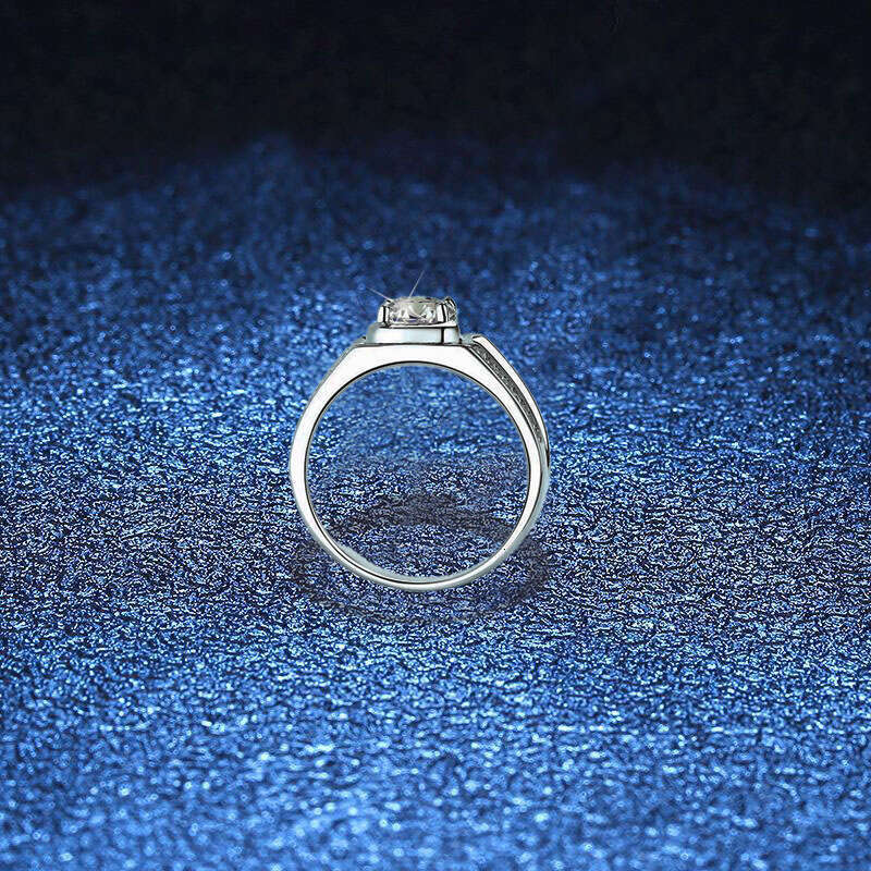 Ring for Men, 925 S925terling S925ilver One caratS925 MoiS925S925anite Ring, Luxury S925tyle Men'S925 Band d53