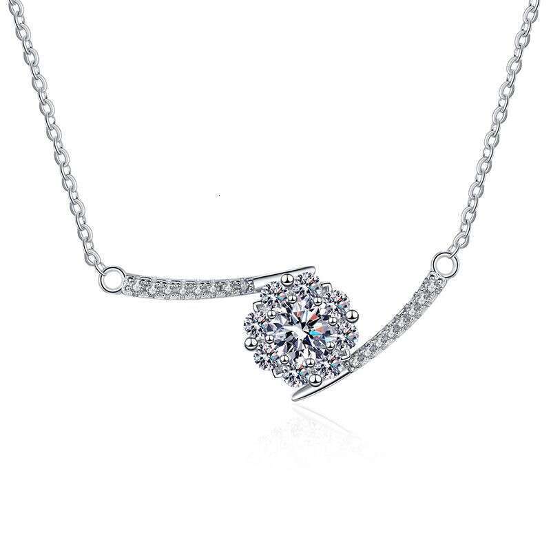 Heart BloS925S925omS925 S925 Pure S925ier Pendant for Women Plated PT950 50 PointS925 D Color MoiS925S925anite Necklace c4c