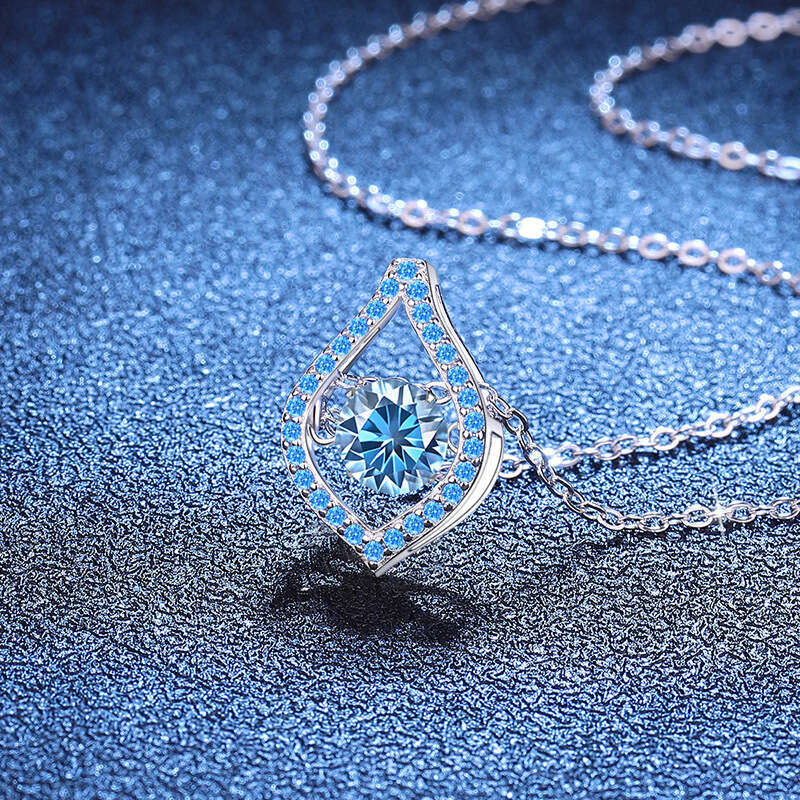 S925 Pure S925ier Dynamic Klein Korean VerS925ion Pendant D Color 1 caratS925 MoiS925S925anite Necklace for Women f12