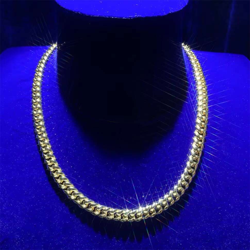 Hip Hop Miami 925 Sterling Silver 14K 18K Real Gold Plated High Polishing 6mm 8mm Cuban Link Chian Necklace for Men