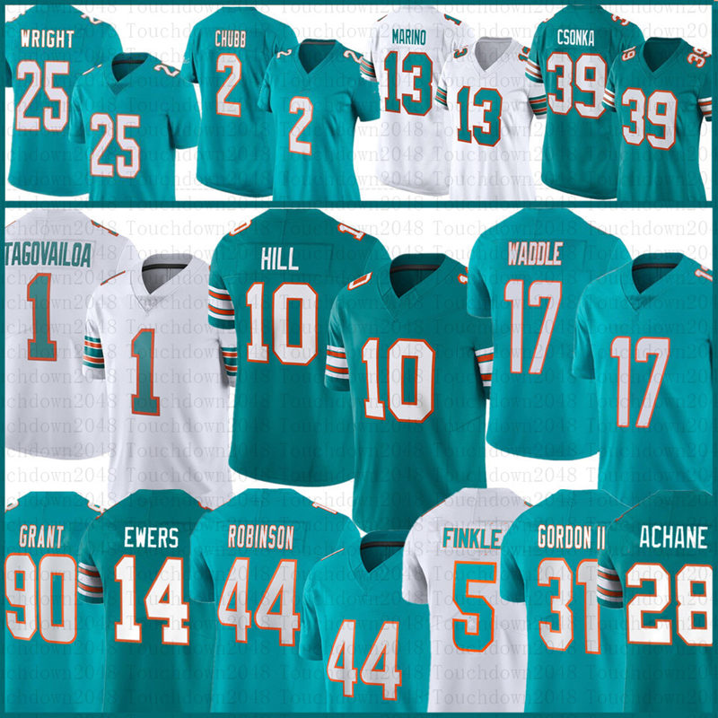 Tyreek Hill Tua Tagovailoa Jaylen Waddle Football Jersey Bradley Chubb DeVon Achane Chop Robinson Quinn Ewers Minkah Fitzpatrick Dan Marino Ollie Gordon II Thomas