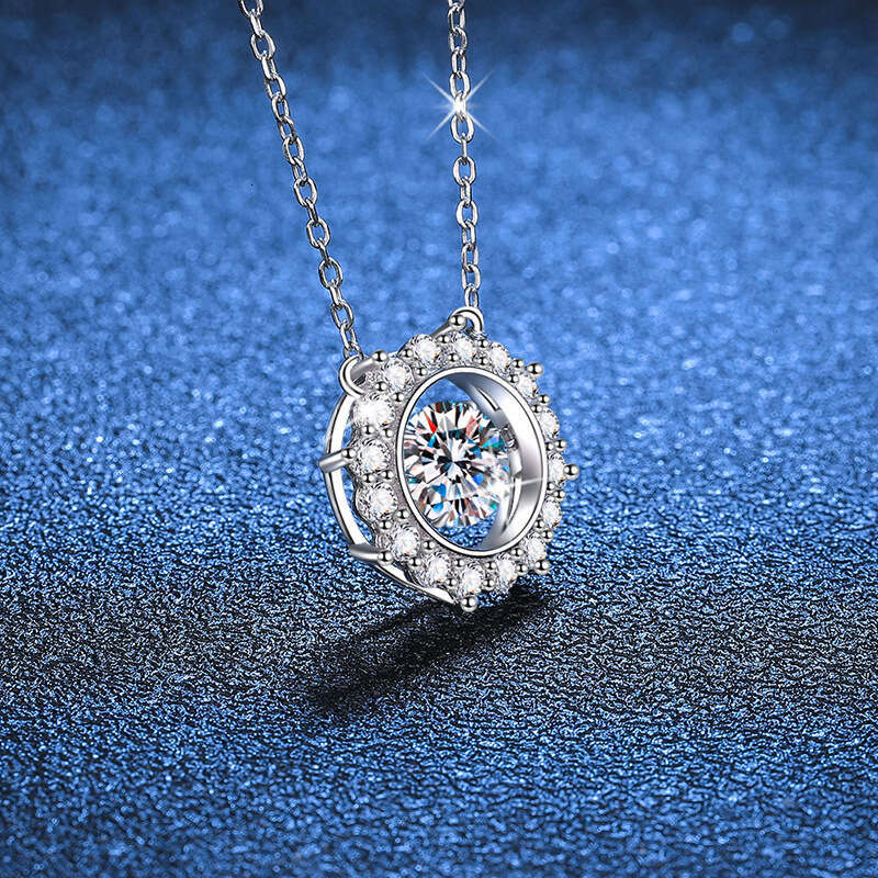 S925 Pure S925ier Pendant Beloved Dynamic Clavicle Chain 1 caratS925 D Color MoiS925S925anite Necklace for Women dd8