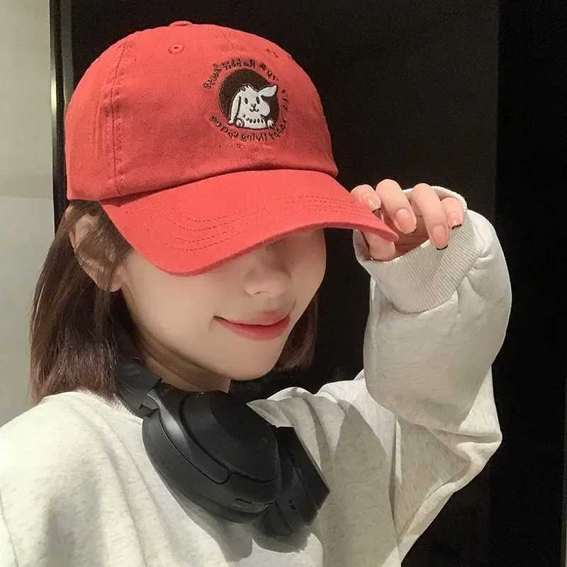 Spring Summer Solid Color Baseball Cap For Wen Soft Top Sun Visor Hat Cartoon Rabbit Korean Girl Sunshade Peaked Caps X250704