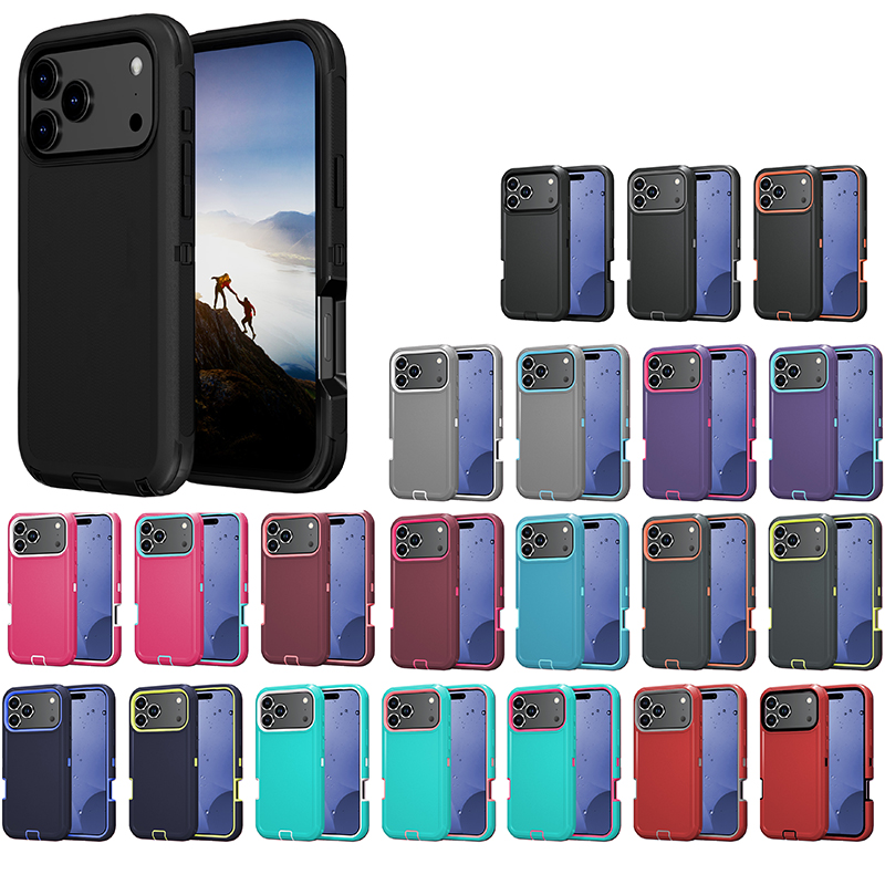 Heavy Duty Armor Full Body Shockproof Hybrid Rugged Case For iPhone 17 Air 16e 16 15 14 13 12 11 Pro XS MAX 8 7 Plus Samsung S25 Edge S24 FE S23 Ultra
