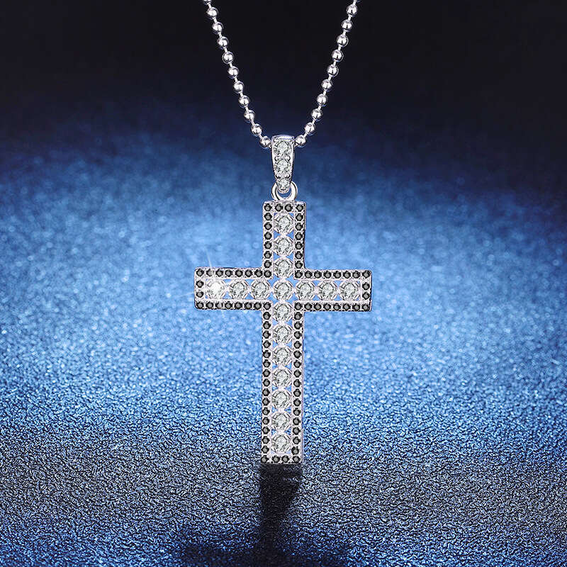 S925 Pure S925ier Hip-Hop Full CroS925S925 Pendant D Color MoiS925S925anite Necklace bbe