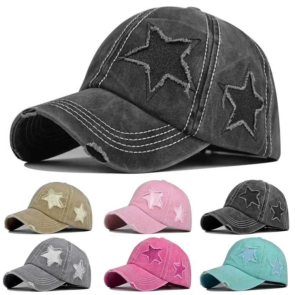 Retro Y2K Star Washed Denim Hole star Baseball cap Snapback Hats Autumn Summer fishing Hat Men Wen Caps Casquette hats Gorras X250704