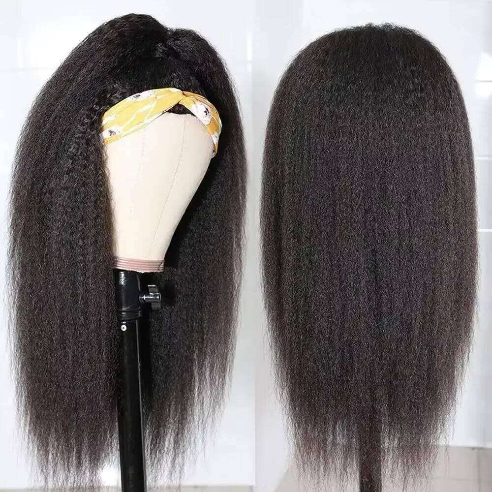 Headband Wigs For Black Women Brazilian Remy Kinky Straight Human Hair Wig Ready To Wear And Go Beginner Friendly