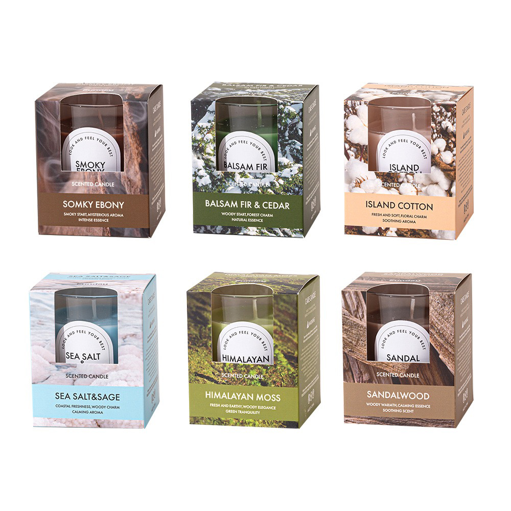 Lanjia Scented Fragrances Home Decor Aromatherapy Relief Glass Cup Wax Candle Glim Gift D B