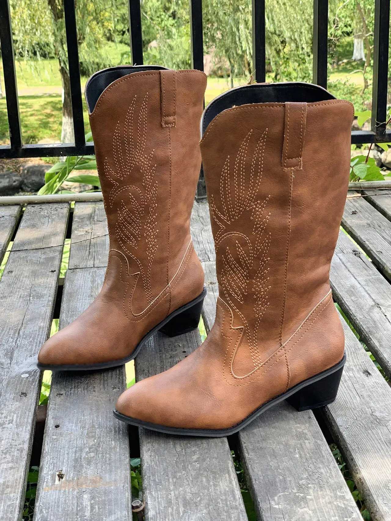 Fashion Slip on Shoes Ladies Elegant Thick Sole Long Knight Boots Cowboy Boots Goth Cowboy Boots for Women Z250704
