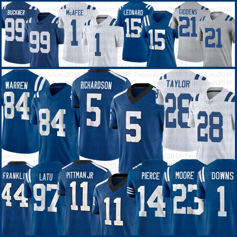 Tyler Warren Anthony Richardson Jonathan Taylor Football Jersey Michael Pittman Adonai Mitchell Laiatu Latu Josh Downs Peyton Manning Daniel Jones Riley Leonard