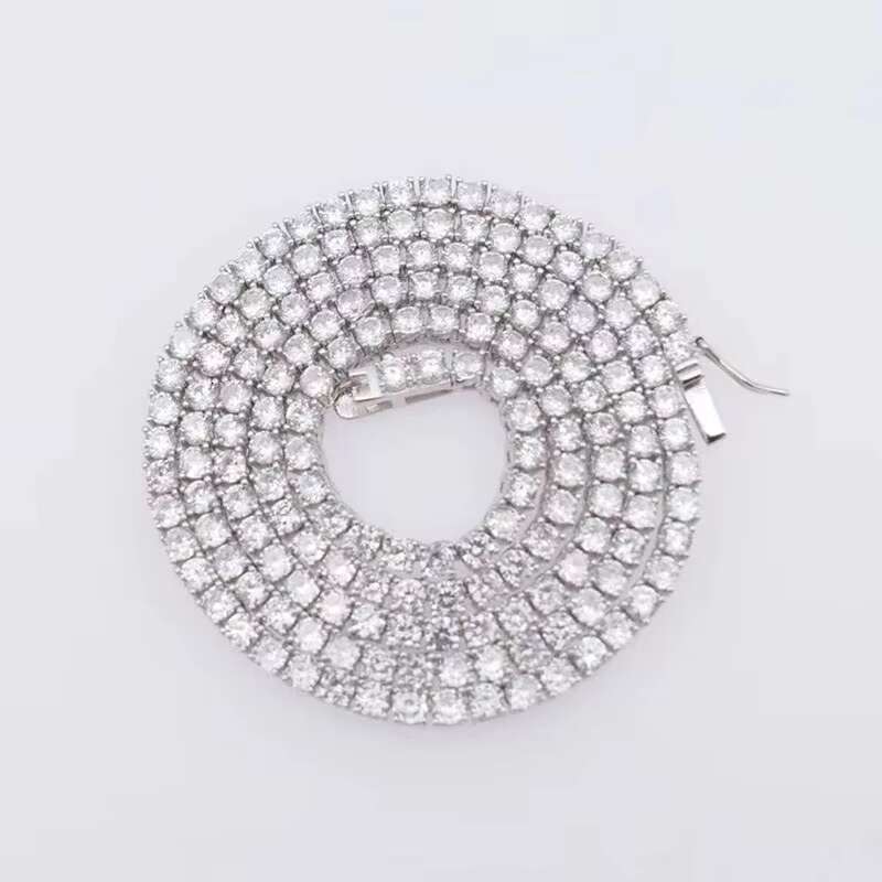 Men Gorgeous Women Silver Tennis Chain Ice Moissanite Diamonds Hip Hop Choker Chain Necklace Bling Jewelry for Men