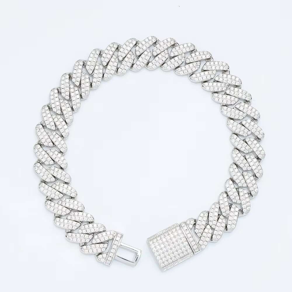 High Quality 925 Silver Moissanite Jewelry Rhombic Style Cuban Bracelet for Man