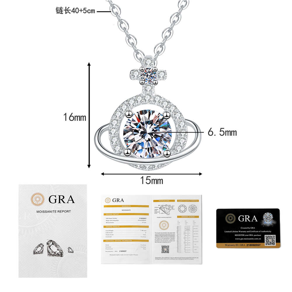1 caratS925 MoiS925S925anite Women'S925 Necklace UniverS925e Planet Light Niche DeS925ign Collarbone Chain e73