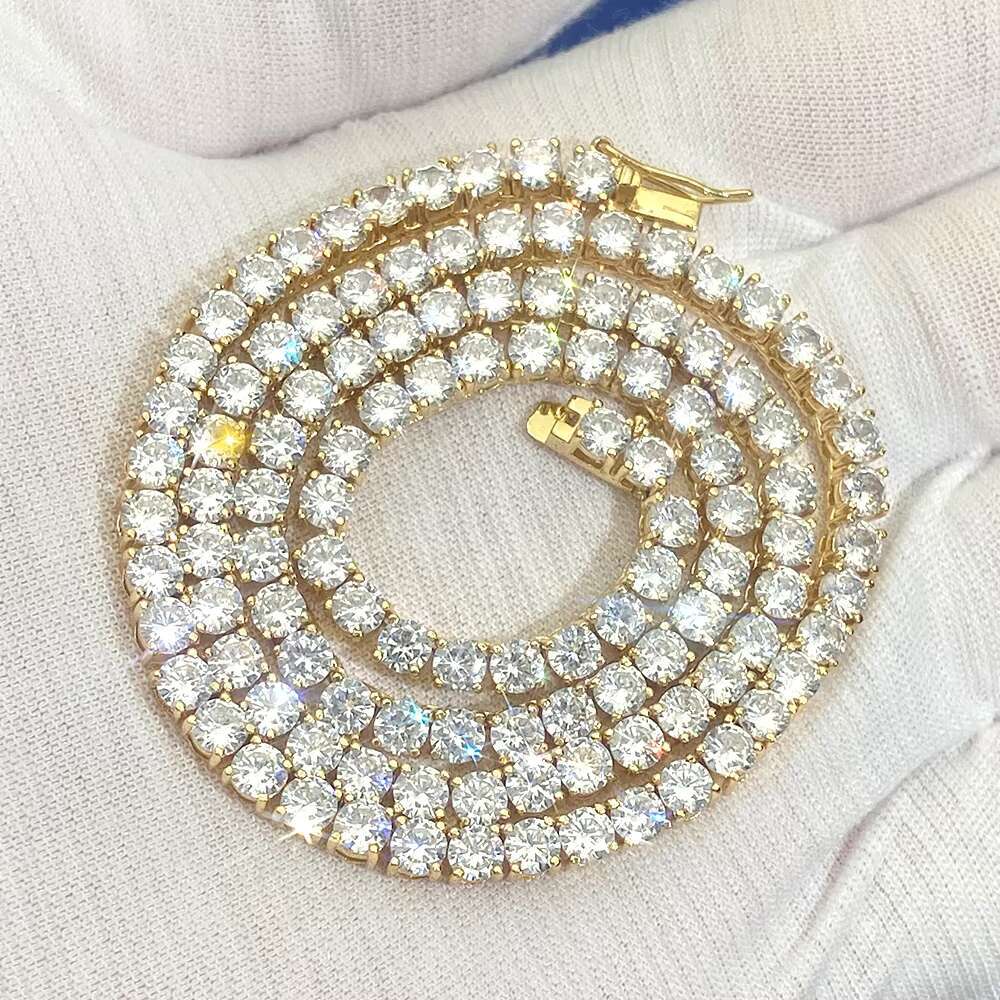 Hip Hop Moissanite Diamond Tennis Chain 925 Sterling Silver Vvs Cubic Zirconia 2Mm 3Mm 4Mm 5Mm White Gold Tennis Chain