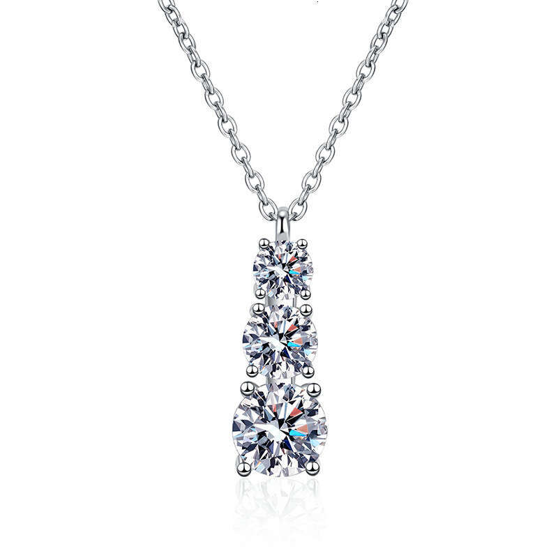 S925 Pure S925ier Three Life S925toneS925 Light 1.8 caratS925 Pendant for Women D Color MoiS925S925anite Dia Necklace afb