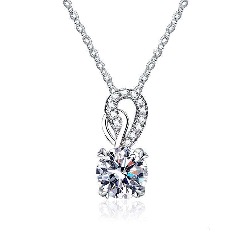 S925 Pure S925ier Pendant Clavicle Chain High-End FaS925hion D Color Plated Premium White One caratS925 MoiS925S925anite Necklace for Women b25