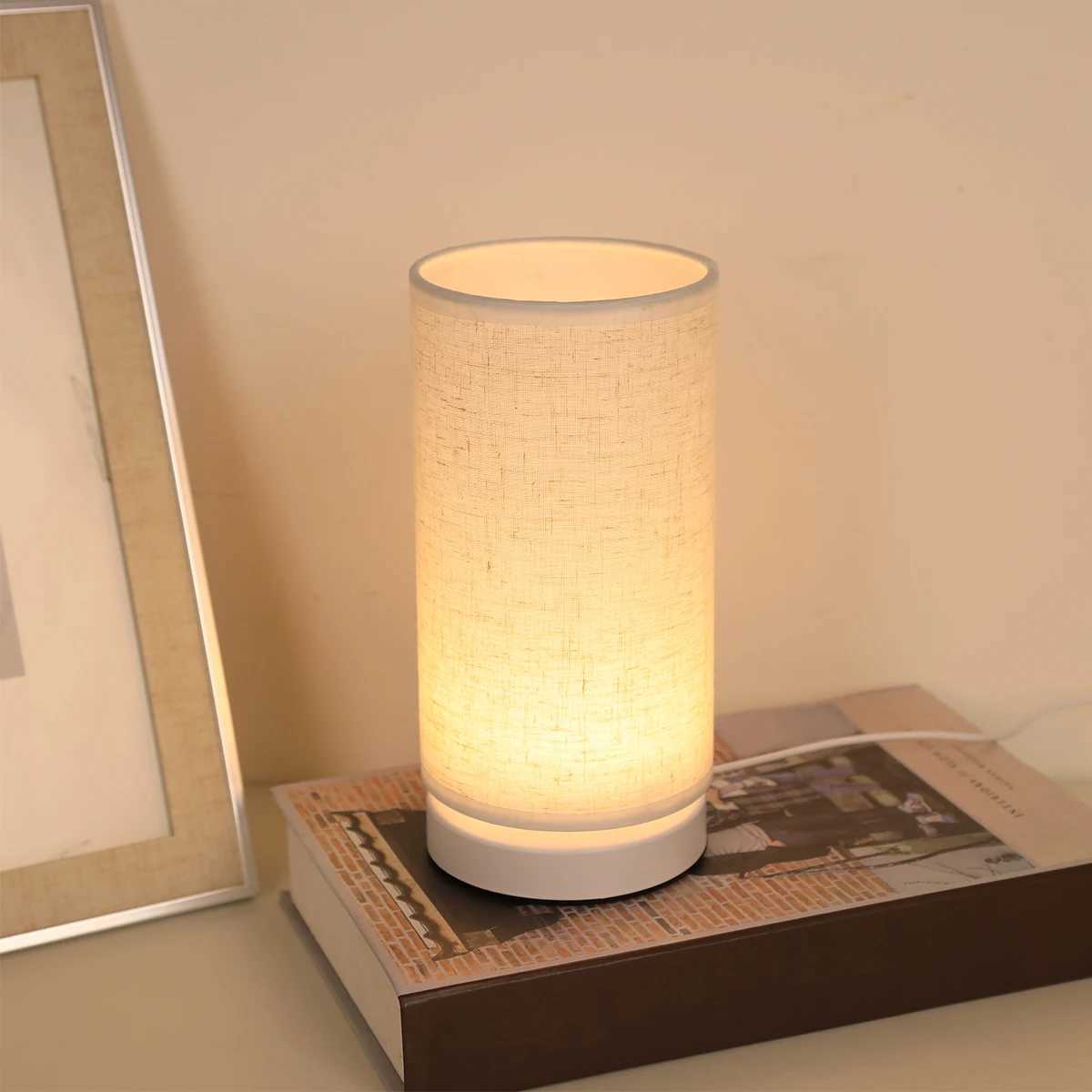 Fabric Cylinder Desk Lamp Linen Lampshade LED Home Lighting Decoration Desk Lamp Suitable for Bedroom Lighting XJ250703