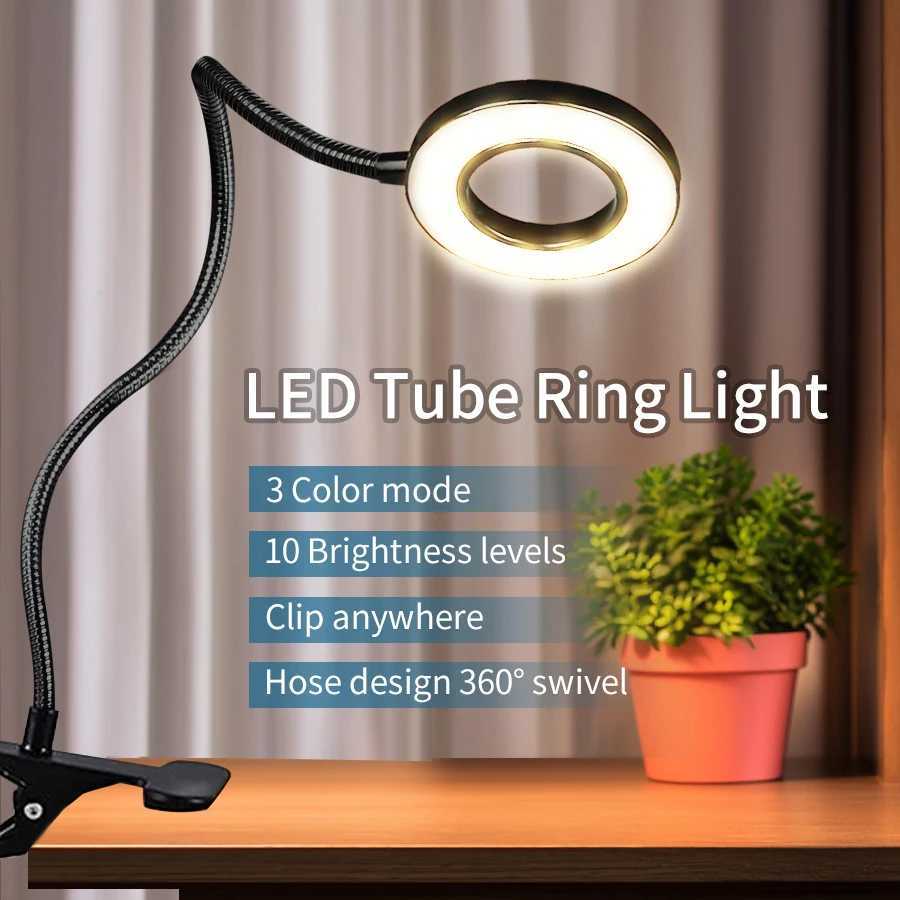 LED Desk Clip Study Lamp USB 3 Colours Adjustable Bedside Desk Night Lamp Multi-purpose Flexible Black Reading LightsXJ250703