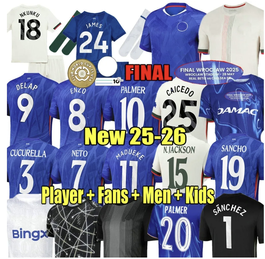 25 26 ChelseaS Soccer Jerseys CFC Kits Enzo Nkunku Palmer Mudryk Sancho Caicedo Disasi James Sterling Nkunku ChelseaS Jackson Fans Player Version Football Shirts