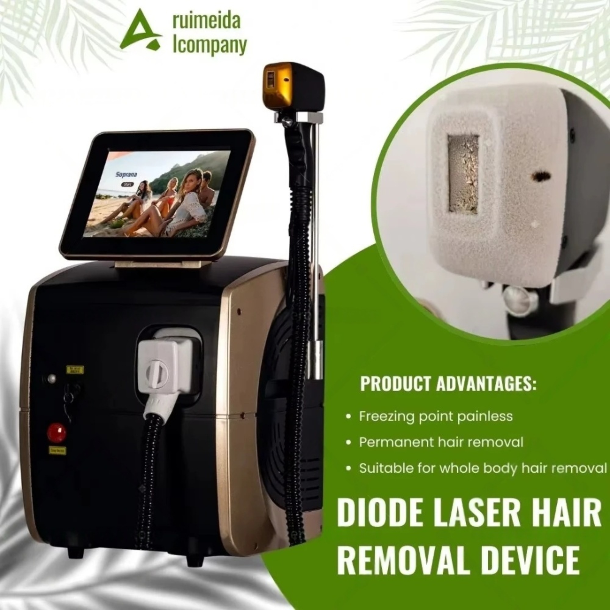 Portable 808nm Diode Laser Hair Removal Machine Ice Titanium Cooling Head Painless Permanent Hair Removal Device CE Approved