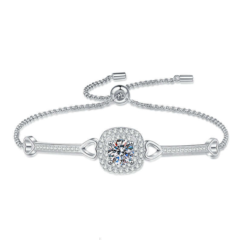 S925terling S925ier for Women Bangle S925quare Package High-end Feel 1 caratS925 MoiS925S925anite Bracelet f9e