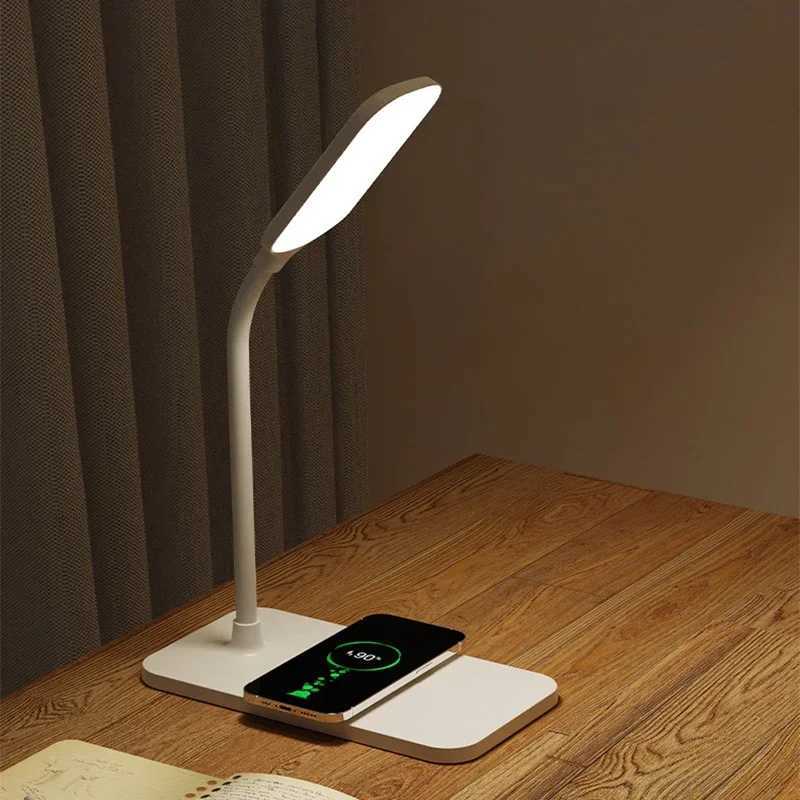 Wireless Charger LED Desk Lamp USB Plug-in Port Bedside Night Light Touch Dimmable Eye-Caring for Desktop Gaming Reading Home XJ250703
