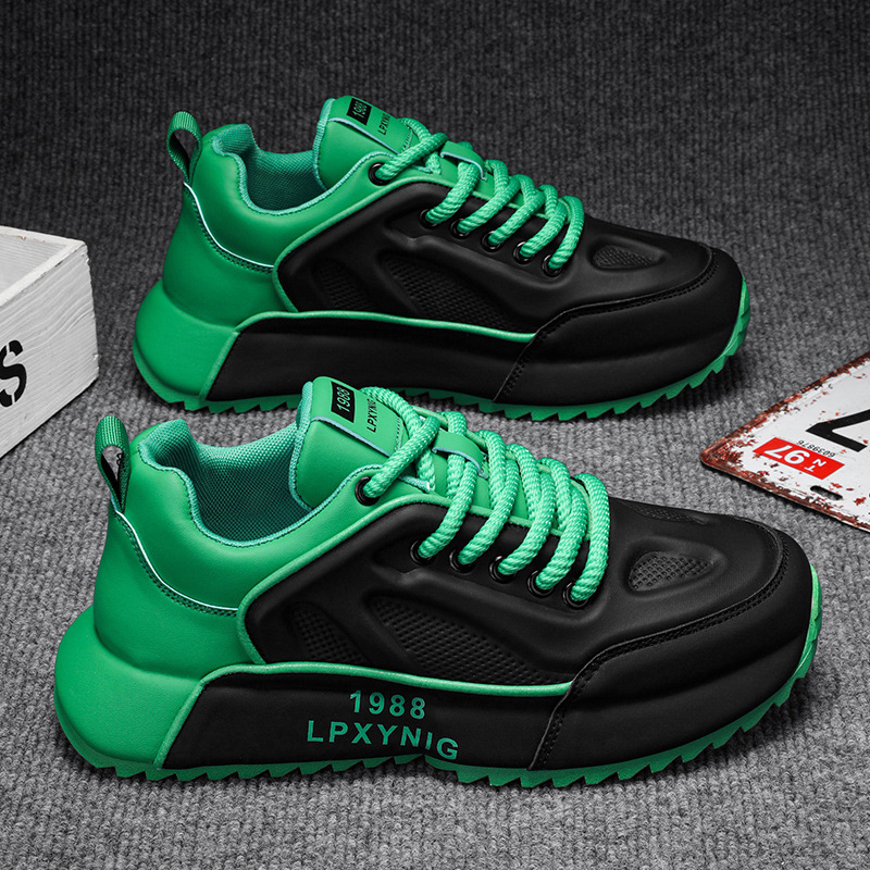 Free shipping casual shoes men plus size sports shoes trendy running shoes black green