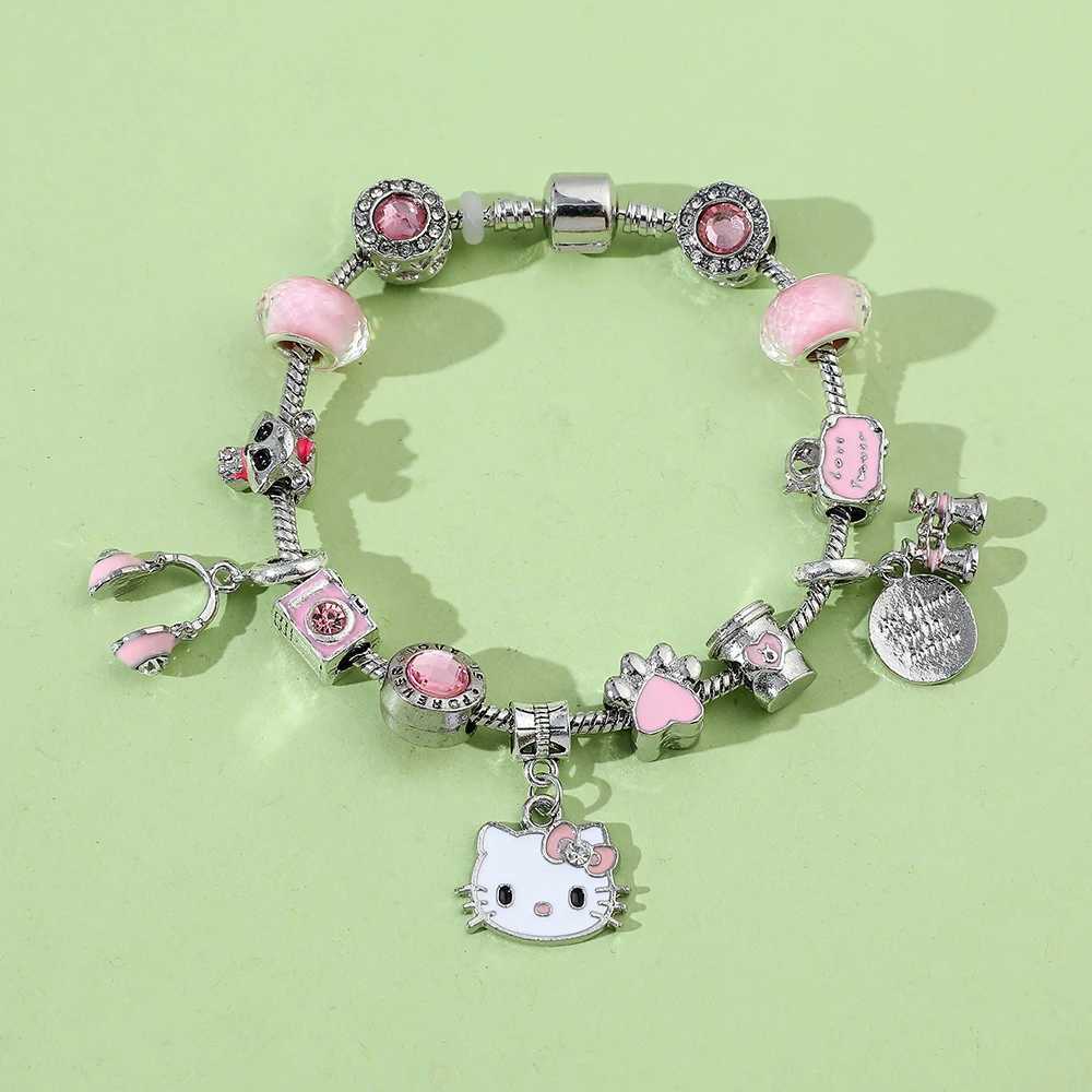 Sanrio Cartoon Anime Hello Kitty Bracelet Cute Cartoon Figure KT Cat Fashion DIY Accessory Kitty Bracelet for Children Party Gifts w250716