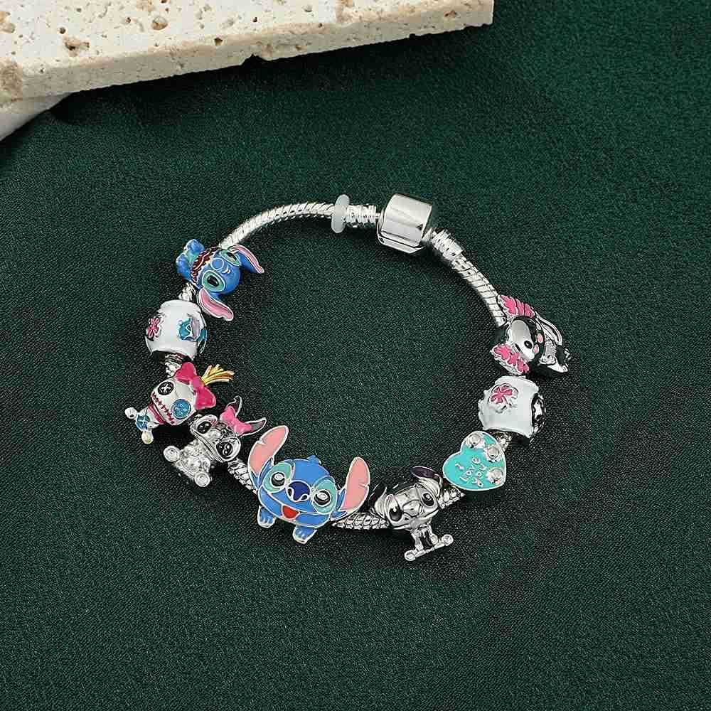 Disney Marvel Movie Peripheral Jewelry Winnie the Pooh Bear The Little Mermaid Moana Stitch Charm Bracelets for Women Girl Gift W20250704