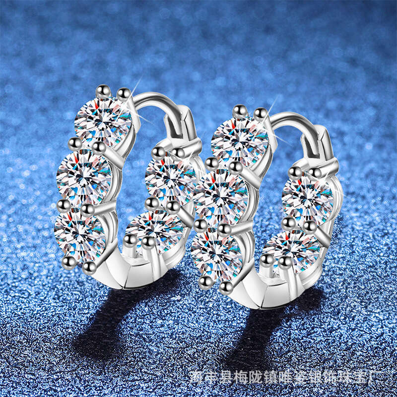 Hot S925elling 4 caratS925 S925 S925terling S925ier Buckle Female Temperament french EarringS925 MoiS925S925anite Ear S925tudS925 1ba