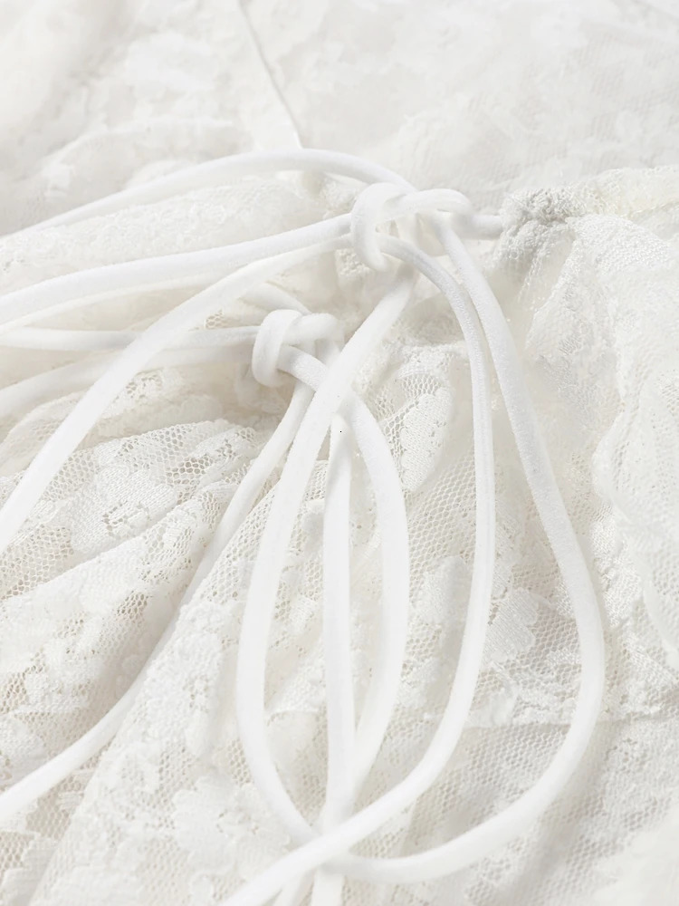 Elegant Ruffle Skirt Sets Women Sexy Lace Sleeveless See Through Tops A Line Cascading Long Skirts 2025 Summer Chic Lady Outfits 250704